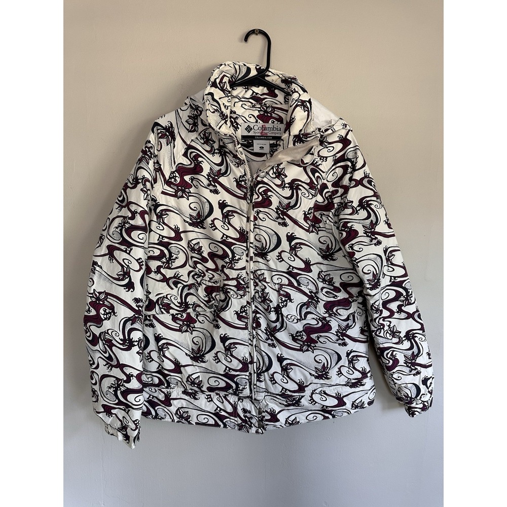 Columbia Omni-Heat Puffer Jacket Womens LARGE Graphic Floral Ski Snowboard Coat